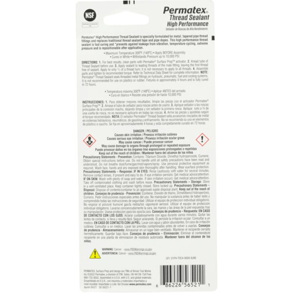 Permatex<span class="sup">®</span> High Performance Thread Sealant, 50 ML - Image 2
