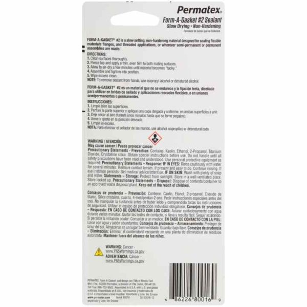 Permatex<span class="sup">®</span> Form-A-Gasket<span class="sup">®</span> No.2 Sealant, 85g - Image 2