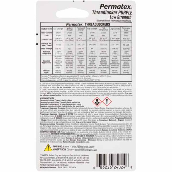 Permatex<span class="sup">®</span> Low Strength Threadlocker Purple, 6 ML - Image 2