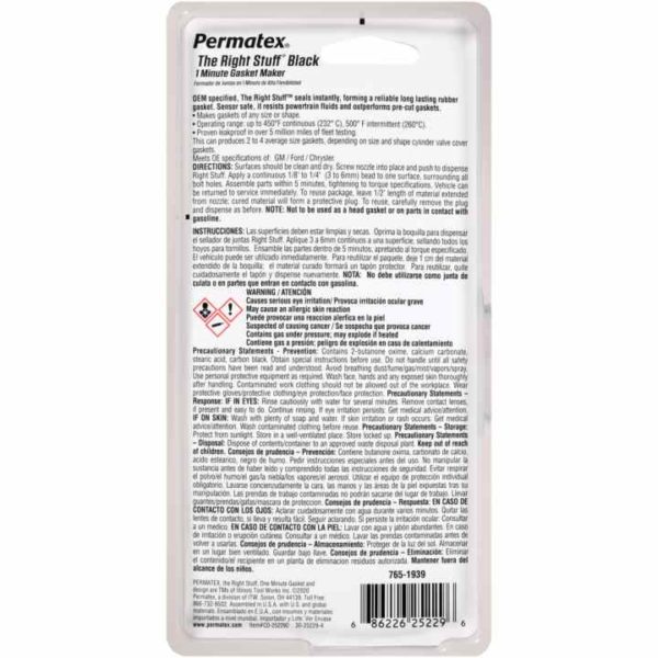 Permatex<span class="sup">®</span> The Right Stuff<span class="sup">®</span> Black 1 Minute Gasket Maker, 85g - Image 2