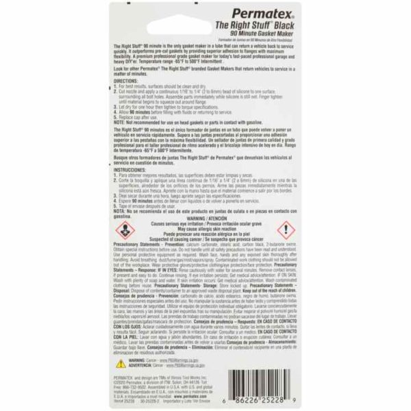 Permatex<span class="sup">®</span> The Right Stuff<span class="sup">®</span> 90 Minute Black Gasket Maker, 85g - Image 2