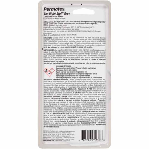Permatex<span class="sup">®</span> The Right Stuff<span class="sup">®</span> Grey 1 Minute Gasket Maker, 85g - Image 2