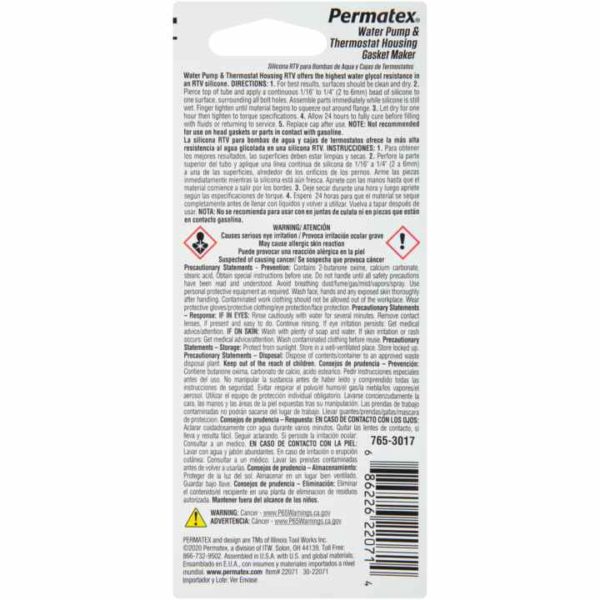 Permatex<span class="sup">®</span> Water Pump & Thermostat RTV Silicone Gasket Maker,  14g - Image 2