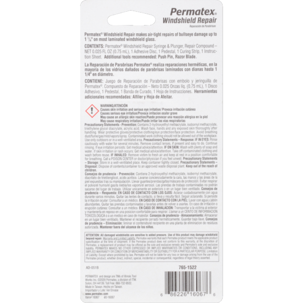 Permatex<span class="sup">®</span> Bullseye Windshield Repair Kit, .74ml - Image 2