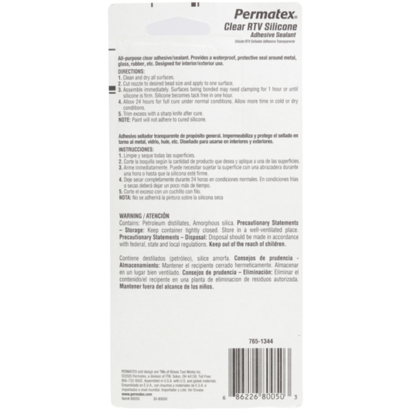 Permatex<span class="sup">®</span> Clear RTV Silicone Adhesive Sealant, 85g - Image 2