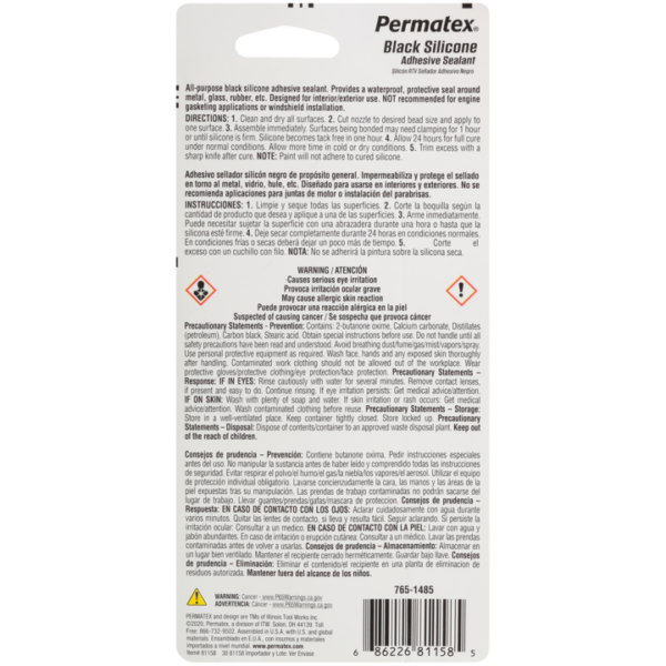 Permatex<span class="sup">®</span> Black Silicone Adhesive Sealant, 85g - Image 2