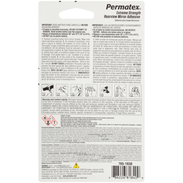 Permatex<span class="sup">®</span> Extreme Rearview Mirror Professional Strength Adhesive - Image 2