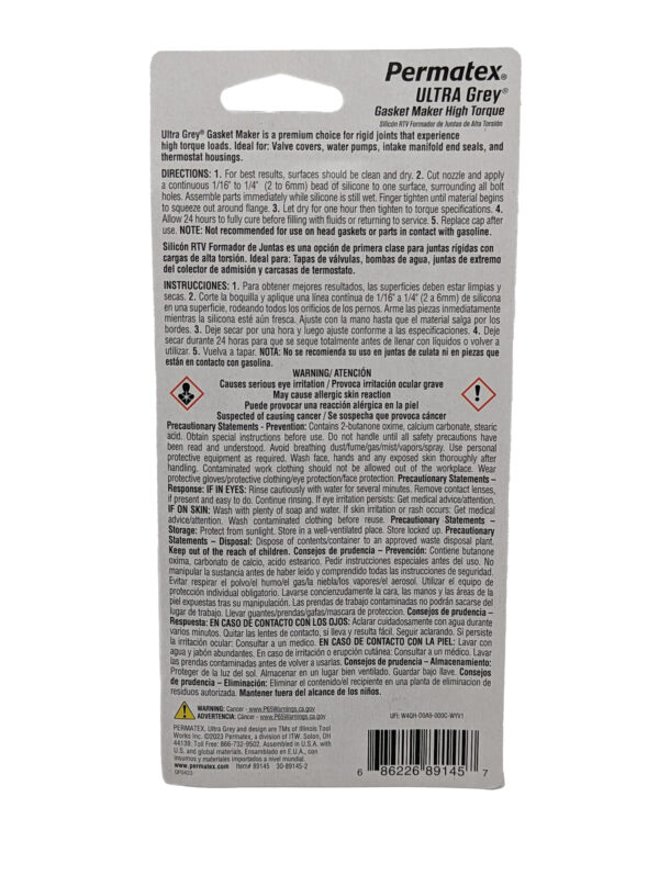 Permatex<span class="sup">®</span> Ultra Grey<span class="sup">®</span> RTV Silicone Gasket Maker, 85g - Image 2