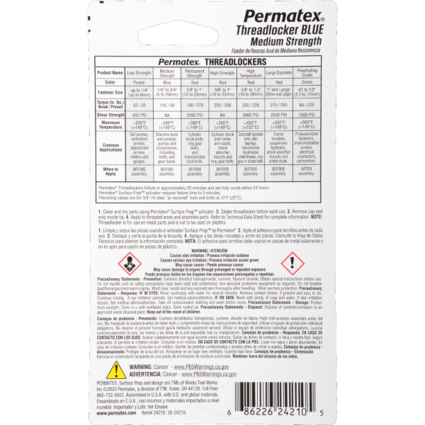 Permatex<span class="sup">®</span> Medium Strength Threadlocker Blue, 10 ML - Image 2