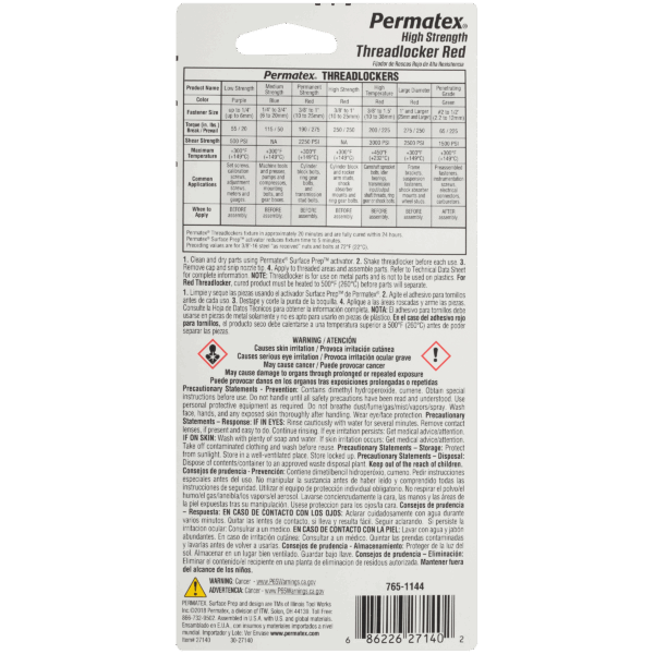 Permatex<span class="sup">®</span> High Strength Threadlocker Red 36ml - Image 2